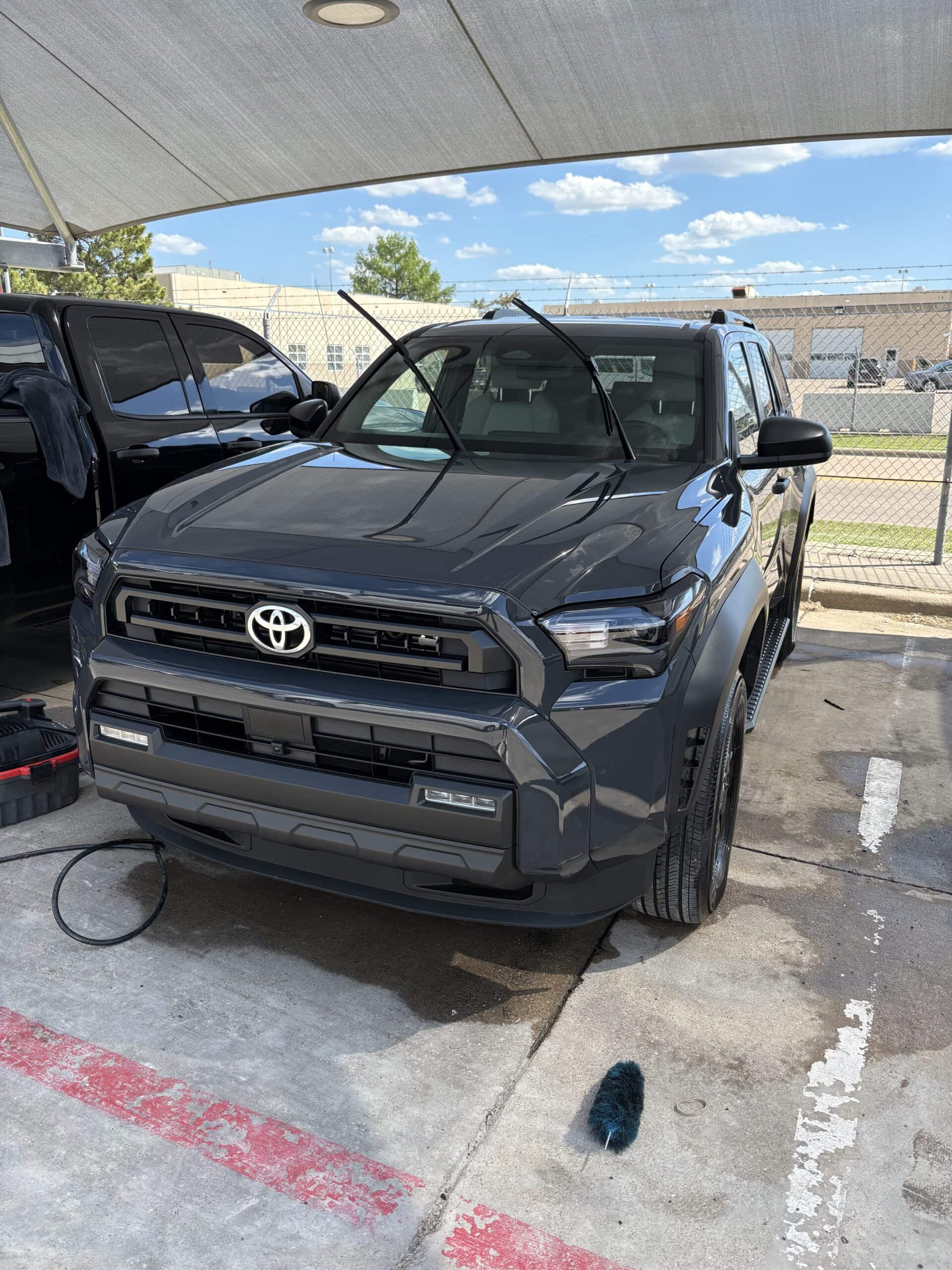 Paint protection film result on black sports sedan in Dallas TX